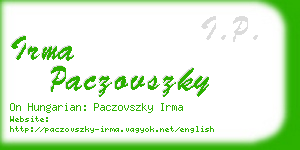irma paczovszky business card